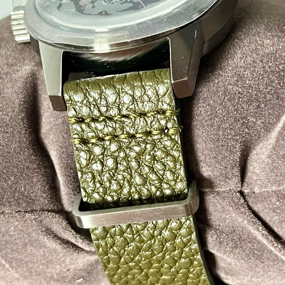 Bulova Black Dial Watch with Olive Green Strap - Picture 8 of 13